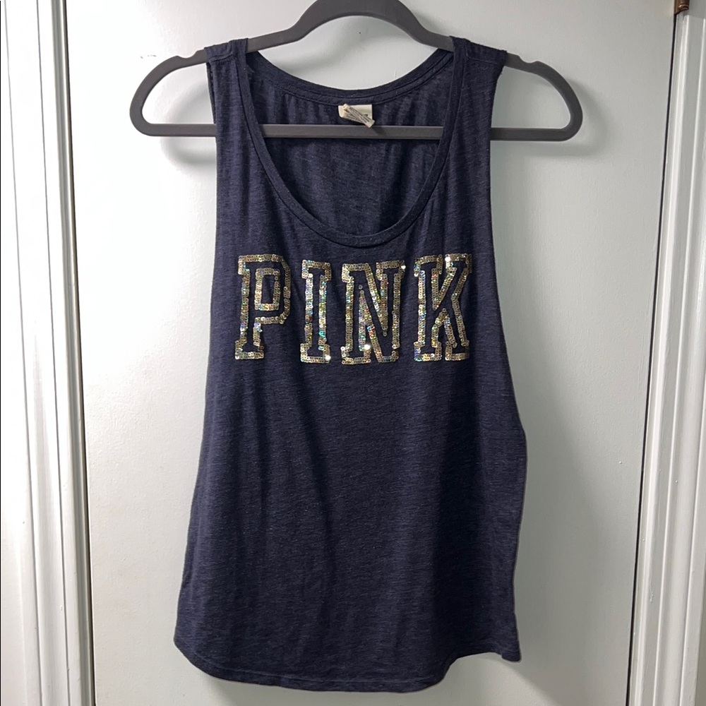 PINK Victoria's Secret Navy Sequin Tank Top